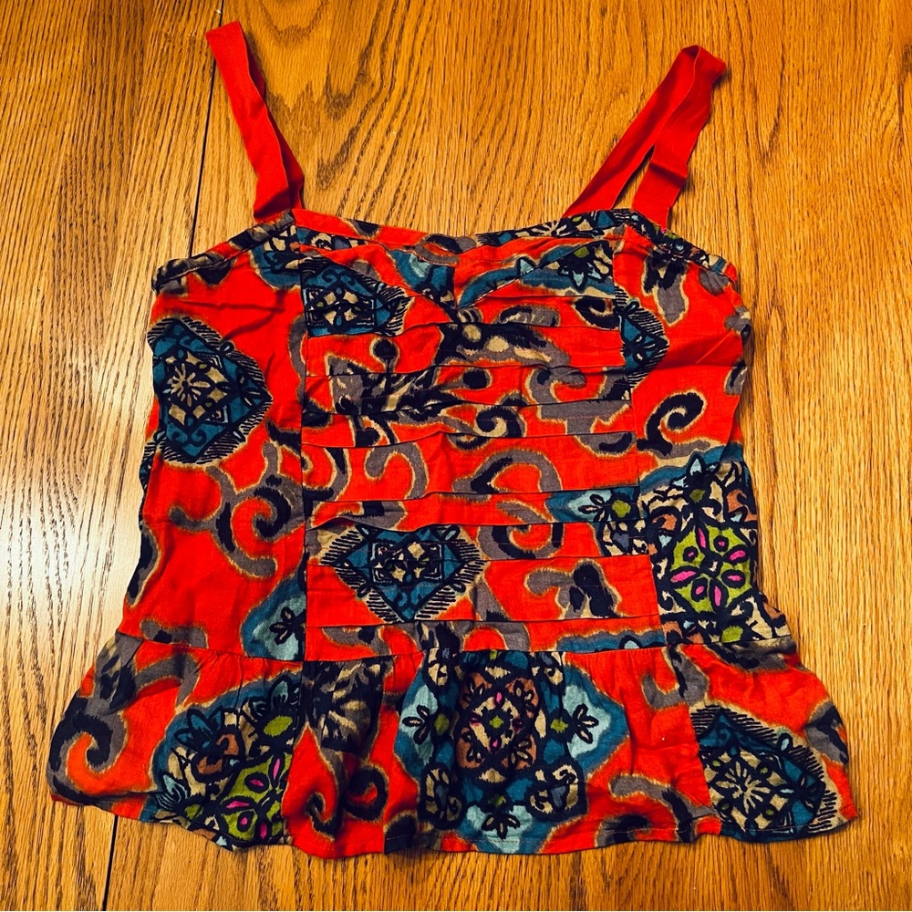 American Eagle Vibrant Burnt Orange Patterned Women's Top